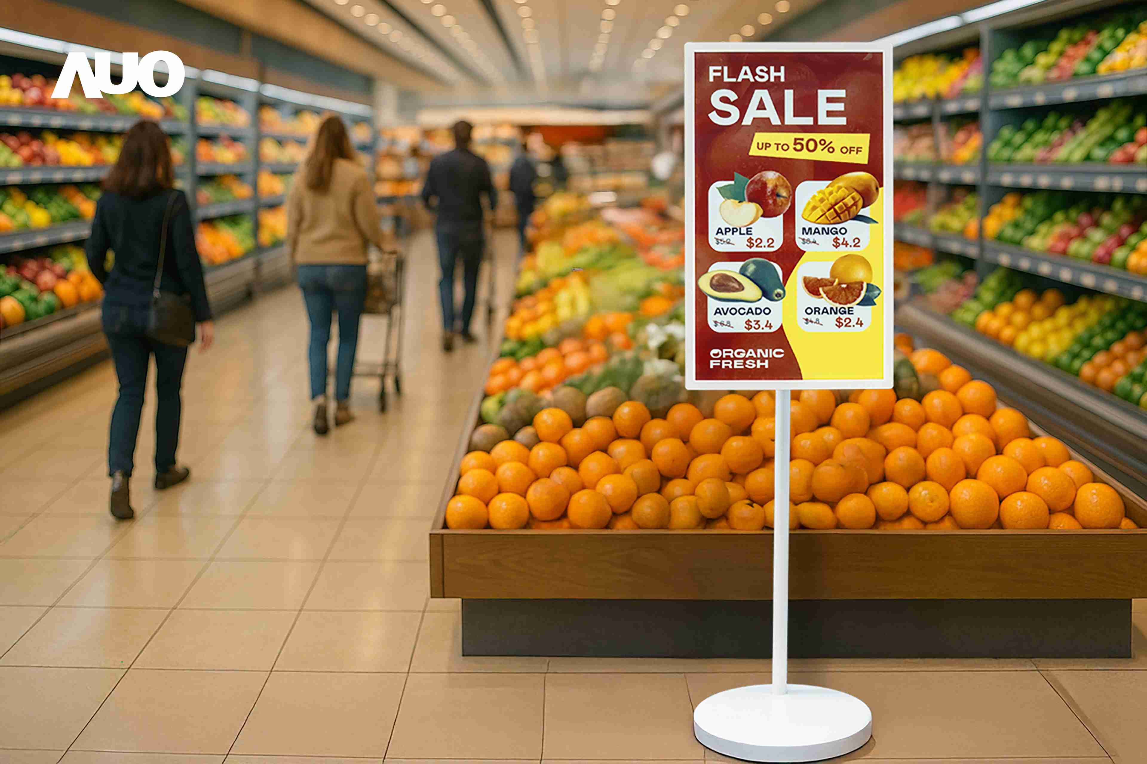 达擎首亮相低功耗、、、全彩的〝aecoPost电子纸解决方案〞，，，，仅在更新画面时需要微量的电力驱动，，，无需布建电线的便捷设计，，使其可灵活应用、、随意置放，，并可透过云端或行动装置app，，，轻松管理及排程广告内容，，晋升店头营销利器。。